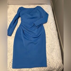 JOVANI blue NWT scuba rouged dress w zipper sleeves